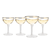 The Wine Savant Gold Rim Glasses 6 oz, Set of 4 Gold Rim Classic Manhattan Glasses For Martini, Cocktails, Champagne, Water & Wine - Classic Coupes Gilded Rimed, Crystal with Stems, Coupe