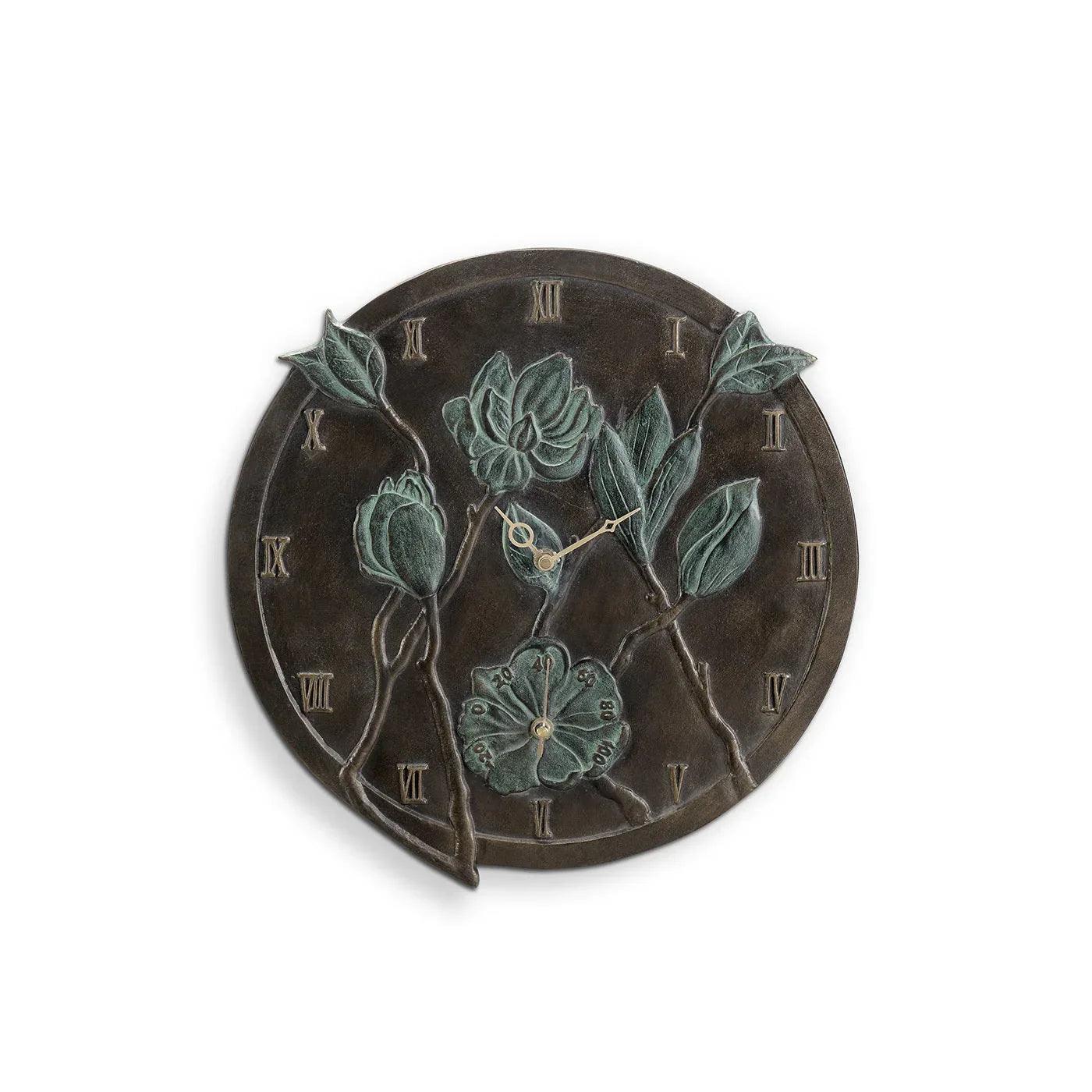 Flower Wall Mounted Garden Clock and Thermometer - Gifts for You 'n Me