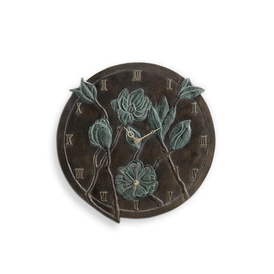 Flower Wall Mounted Garden Clock and Thermometer