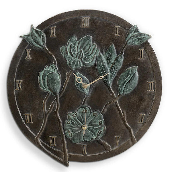 Flower Wall Mounted Garden Clock and Thermometer - Gifts for You 'n Me