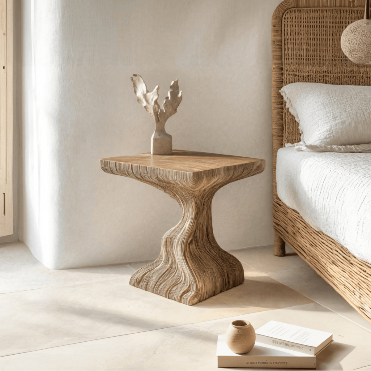 Flowing Solid Live Edge Wood Bedside Table