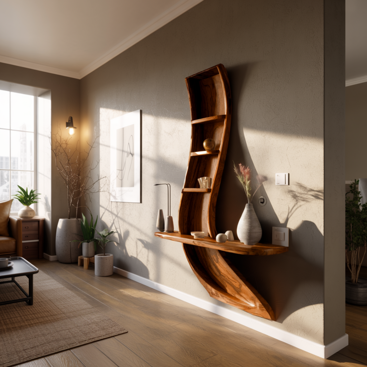 Flowline Solid Wood Floating Display Shelf
