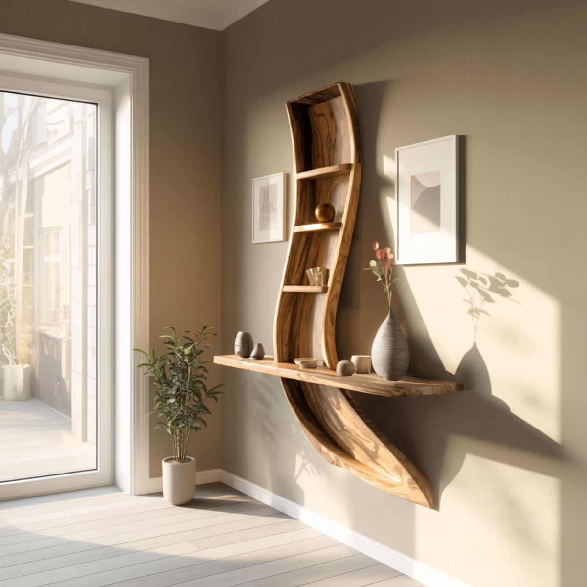 Flowline Solid Wood Floating Display Shelf