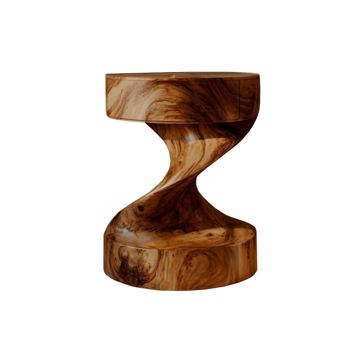 Flowtwist Handcrafted Solid Wood Bedside Table
