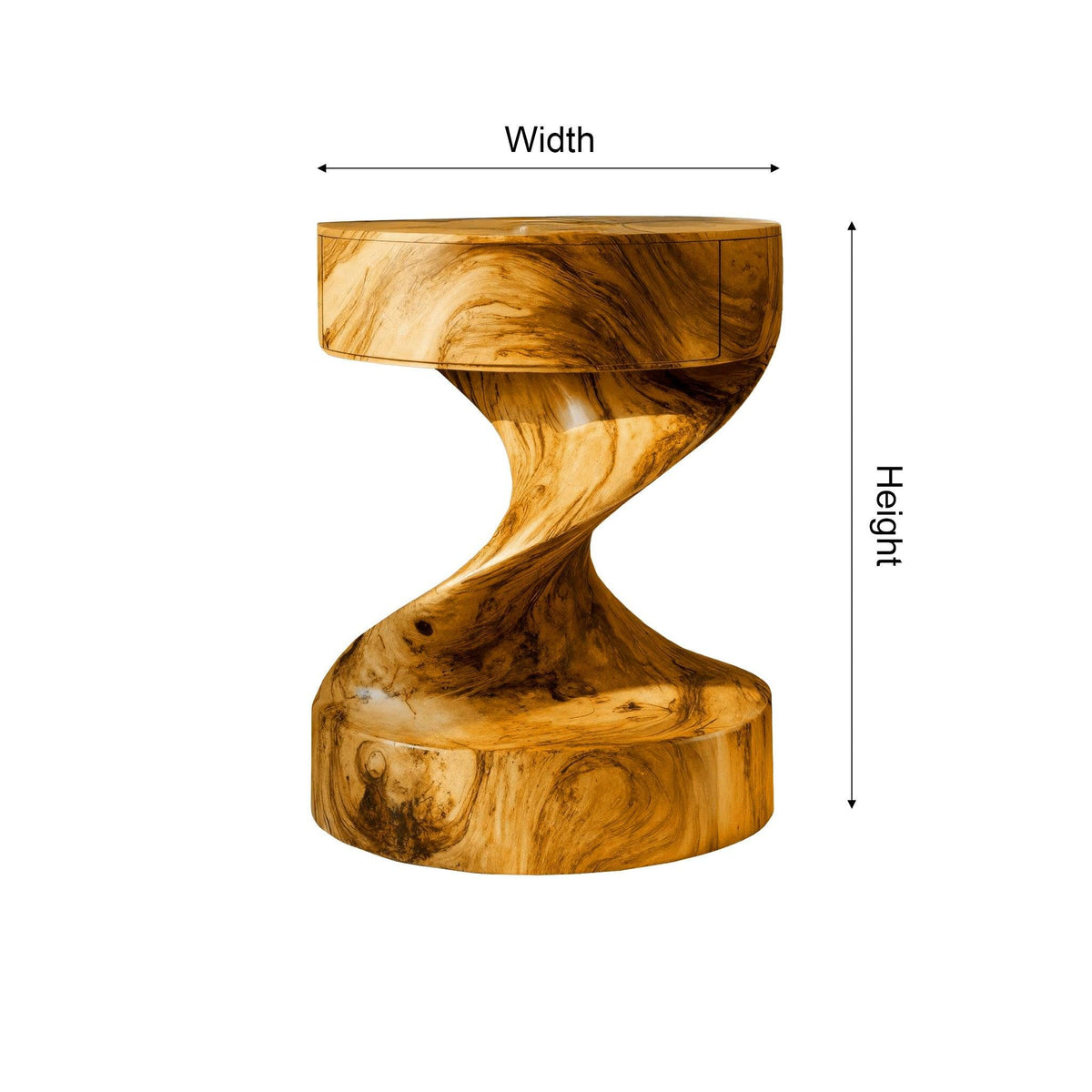 Flowtwist Handcrafted Solid Wood Bedside Table