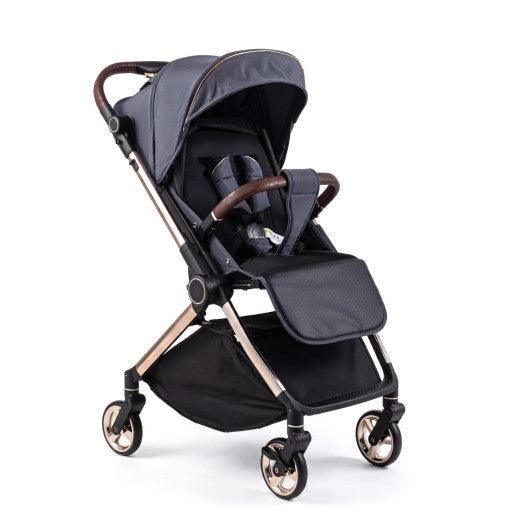 Foldable Baby Stroller with Reversible Handle-Gray