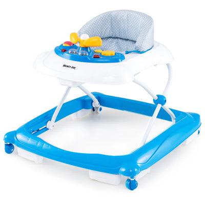 Foldable Baby Walker with 3 Adjustable Heights and Padded Seat-Blue