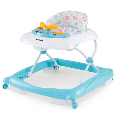 Foldable Baby Walker with 3 Adjustable Heights and Padded Seat-Green