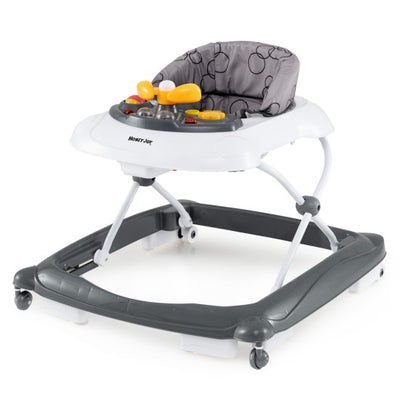 Foldable Baby Walker with 3 Adjustable Heights and Padded Seat-Gray
