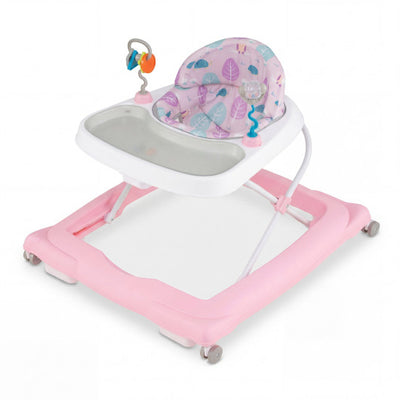 Foldable Baby Walker with Removable Seat and Adjustable Height for 6-12 Months-Pink