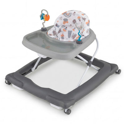 Foldable Baby Walker with Removable Seat and Adjustable Height for 6-12 Months-Gray