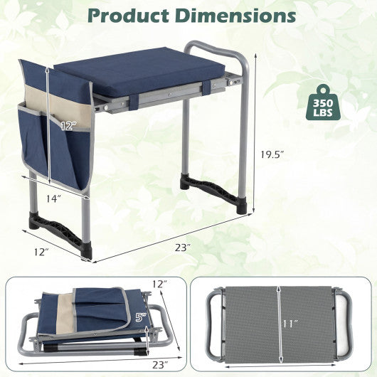 Foldable Garden Kneeler and Seat for Seniors Gardeners-Navy