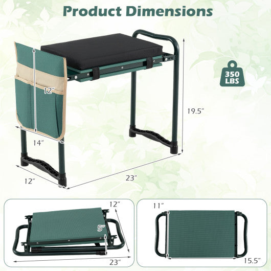 Foldable Garden Kneeler and Seat for Seniors Gardeners-Green