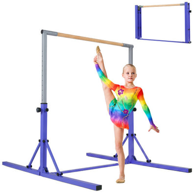 Foldable Gymnastics Bar for Kids with 3-Level Adjustable Heights-Purple