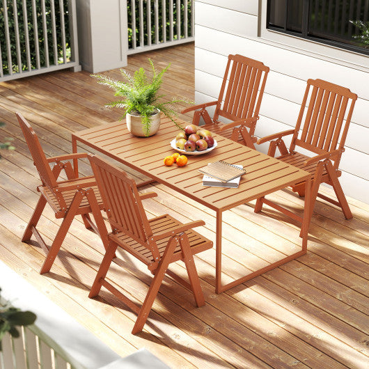 Foldable Patio Chair All-Weather HDPE Outdoor Dining Chair with Armrest-Brown