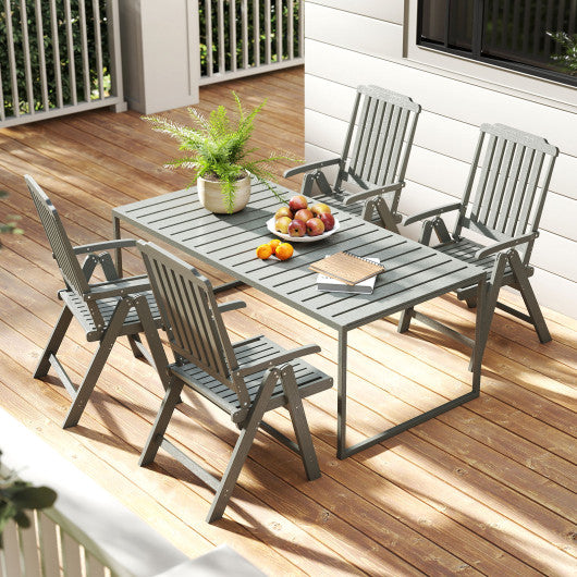 Foldable Patio Chair All-Weather HDPE Outdoor Dining Chair with Armrest-Gray