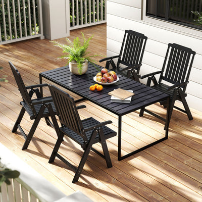 Foldable Patio Chair All-Weather HDPE Outdoor Dining Chair with Armrest-Black