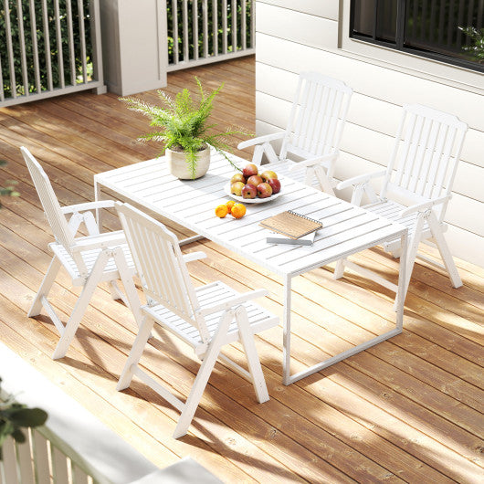 Foldable Patio Chair All-Weather HDPE Outdoor Dining Chair with Armrest-White