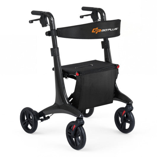 Foldable Rollator Rolling Walker with Seat for Seniors-Black