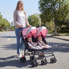 Foldable Twin Baby Double Stroller Ultralight Umbrella Kids Stroller-Pink