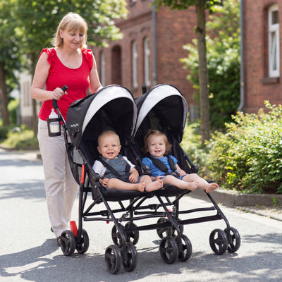 Foldable Twin Baby Double Stroller Ultralight Umbrella Kids Stroller-Black