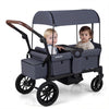 Foldable Wagon Stroller for 2 Kids Double Seater Toddler Stroller with Removable Canopy-Gray