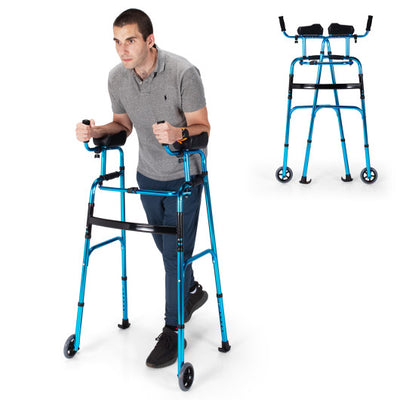 Folding Adjustable Aluminum Wheel Walking Frame-Navy