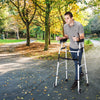Folding Height Adjustable Walking Frame with Armrest Support-Silver
