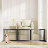 Folding Adjustable Free Standing 3 Panel Wood Fence for Dogs-Gray