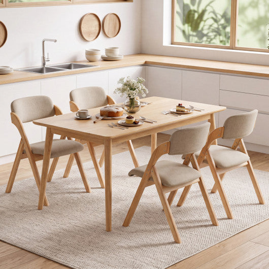 Folding Dining Chairs Set of 4 with Cushion-Beige