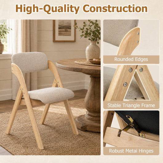 Folding Dining Chairs Set of 4 with Cushion-Beige