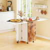 Folding Dining Table 3-in-1 Space-Saving Drop Leaf Kitchen Table with Lockable Wheels-Brown