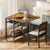 Folding Dining Table with Expandable Laptop with Wine Rack and Wheels-Rustic Brown