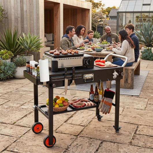 Folding Grill Cart for 17 and 22 Inch Griddles with Heat-Resistant Mat