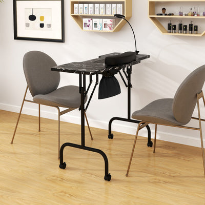 Folding Manicure Nail Table with Electric Dust Collector-Black