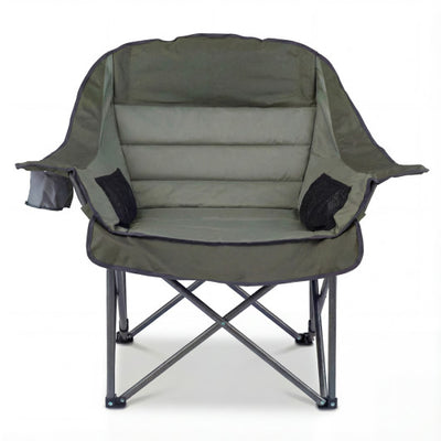 Folding Oversized Camping Chair with Side Pockets and Cup Holder-Green