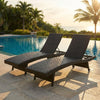 Folding Padded Rattan Patio Chaise Lounge with Adjustable Backrest Set of 2