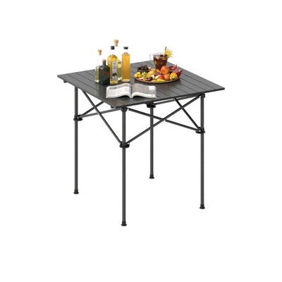 Folding Roll-up Camping Table with Metal Legs-Black
