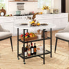 Folding Round Dining Table with Lockable Wheels-White