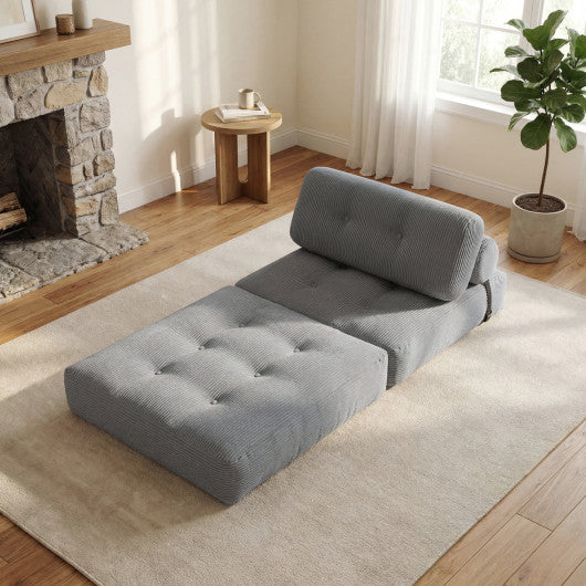 Folding Sofa Bed with Pillow and Back Support for Living Room-Gray