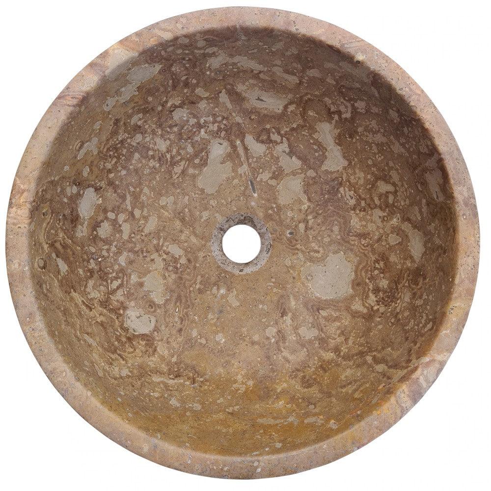 Fontane Dark Walnut Travertine Natural Stone Under-mount Sink Honed and Filled (D)16