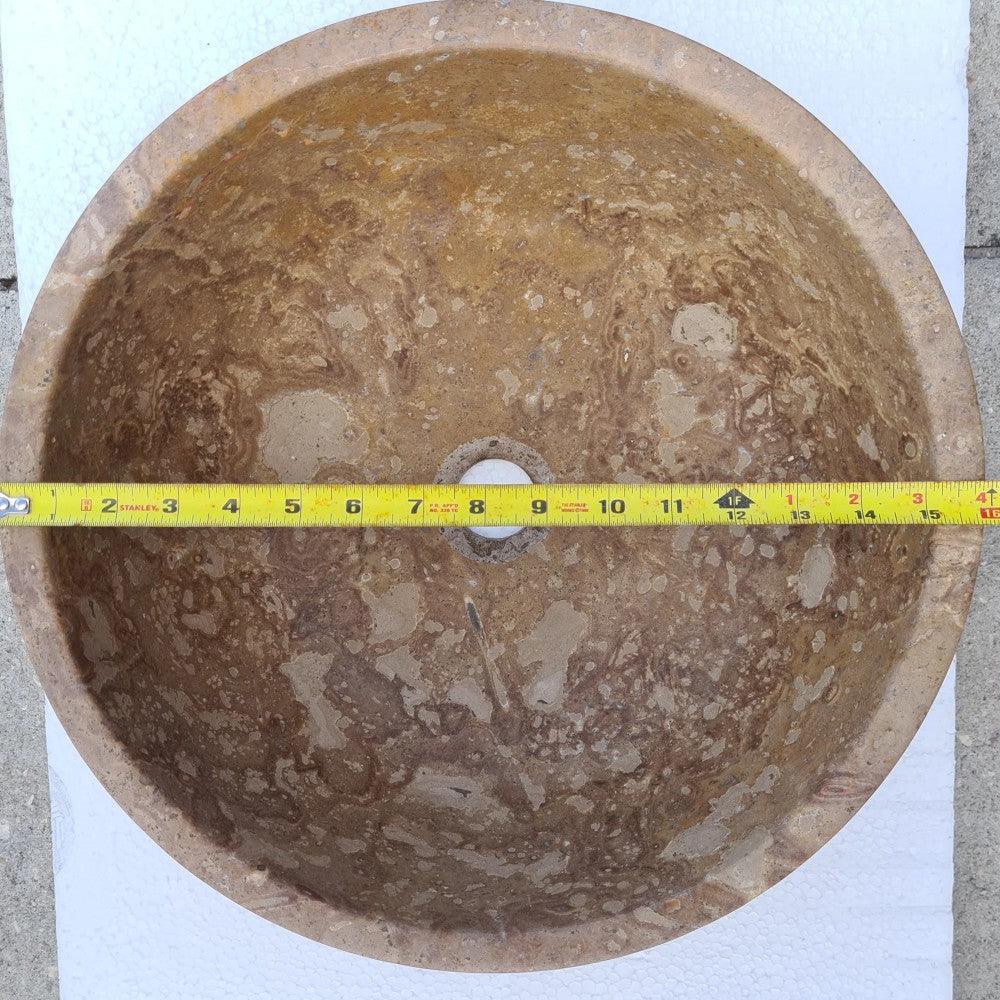 Fontane Dark Walnut Travertine Natural Stone Under-mount Sink Honed and Filled (D)16