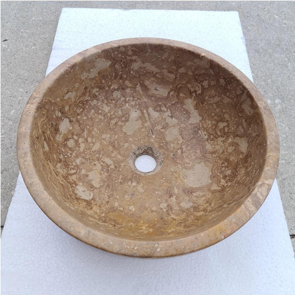 Fontane Dark Walnut Travertine Natural Stone Under-mount Sink Honed and Filled (D)16