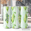 Fresh Green Pea Pod Pattern 20oz Personalized Tumbler With Lid and Stainless Steel Straw, Watercolor Garden Vegetable Gift Cup