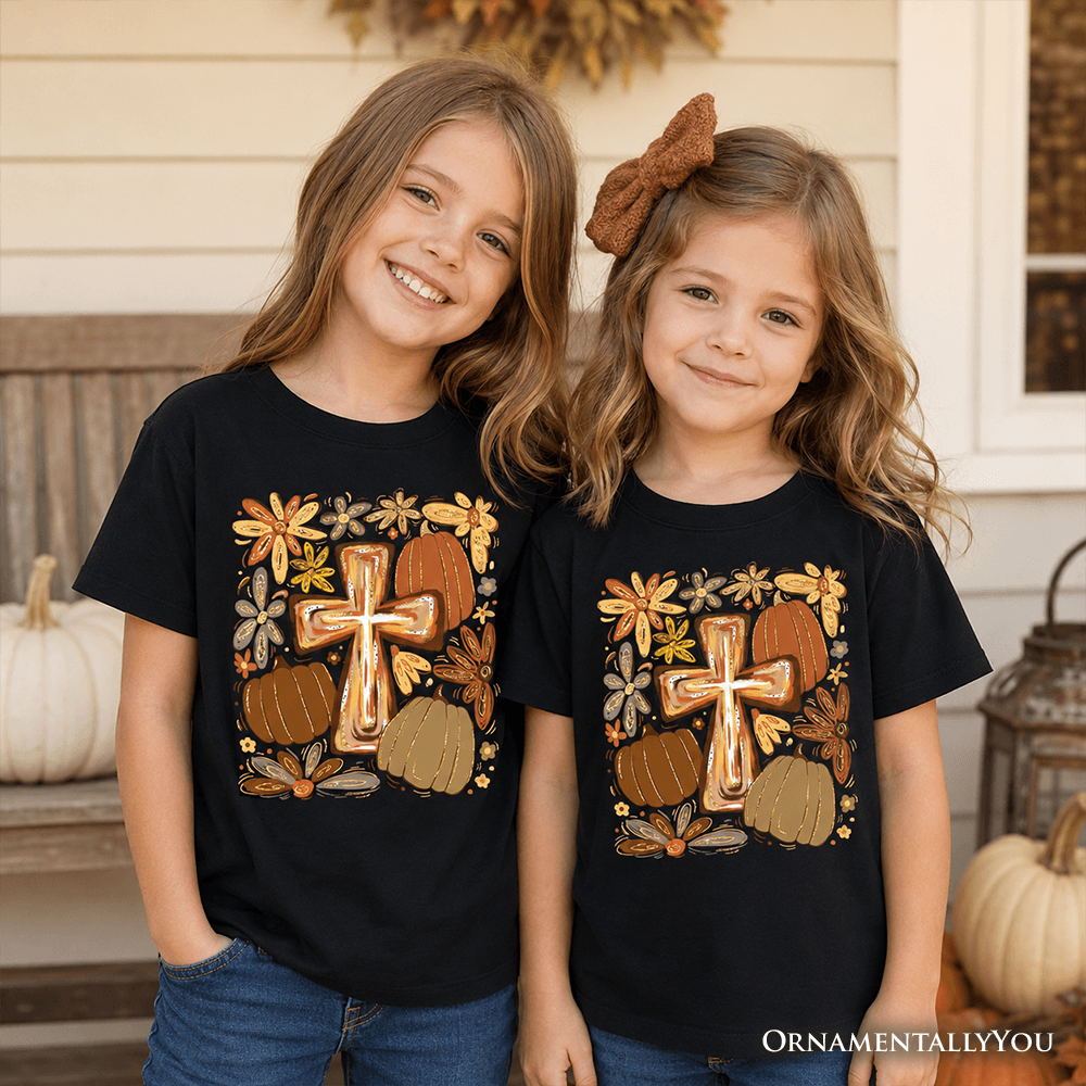 Kids Fall Blessings T-Shirt, Autumn Christian Faith Tee for Youth