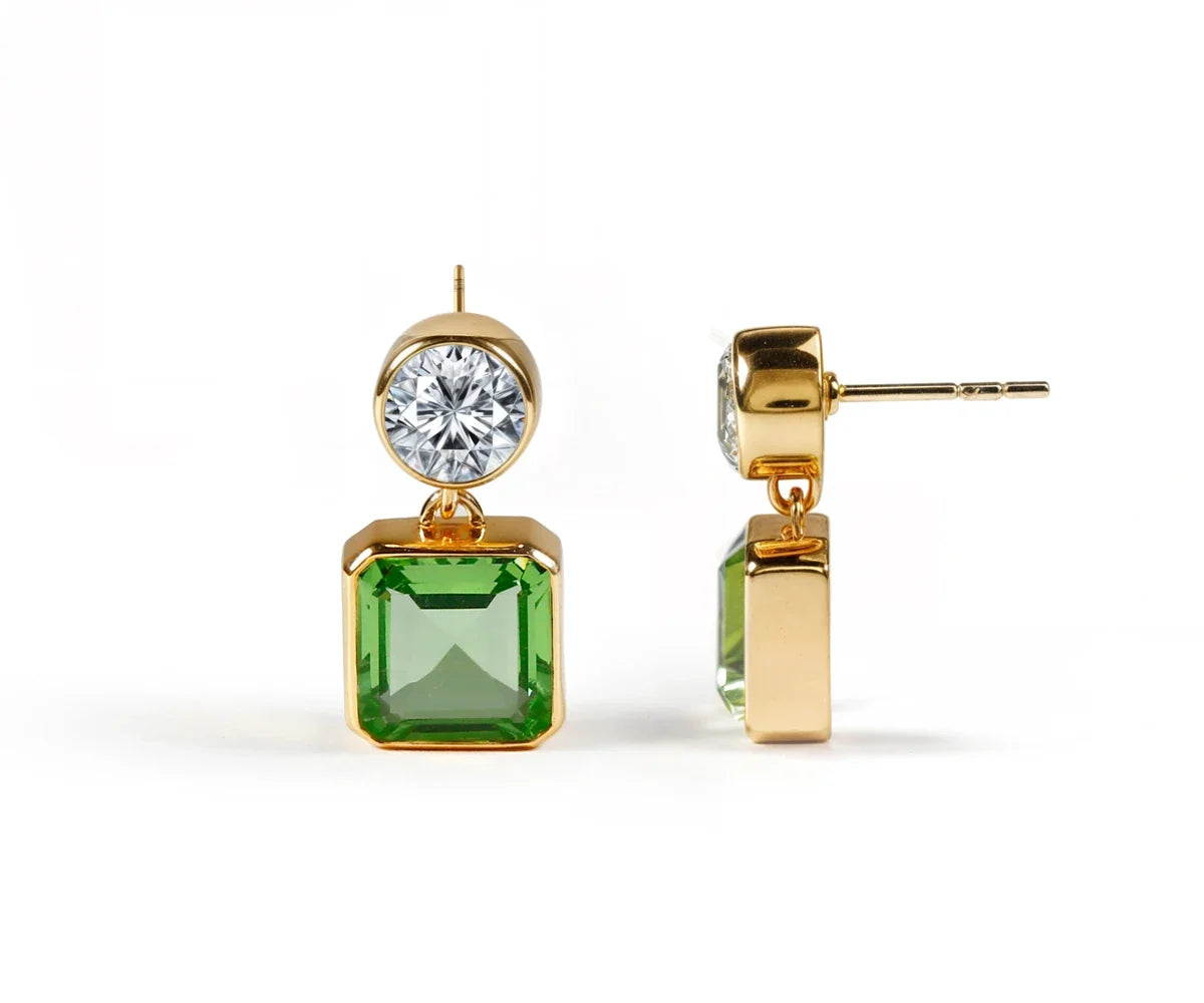 Forest Peridot Gold Drop Earrings