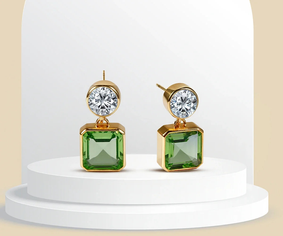 Forest Peridot Gold Drop Earrings