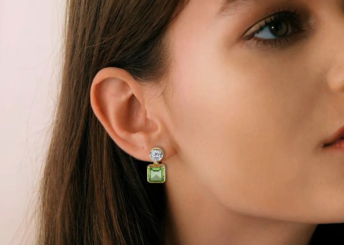 Forest Peridot Gold Drop Earrings