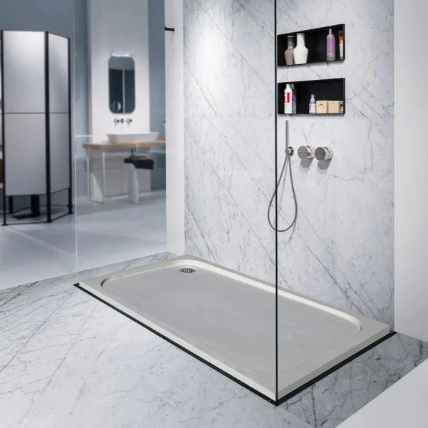 Shell Stone Limestone Rectangular Shower Base Hand-carved from Solid Block (W)36