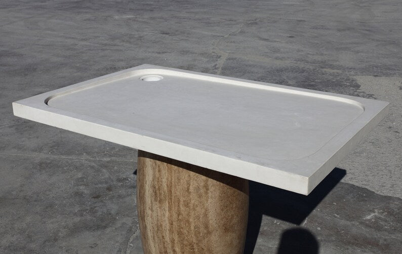 Shell Stone Limestone Rectangular Shower Base Hand-carved from Solid Block (W)36